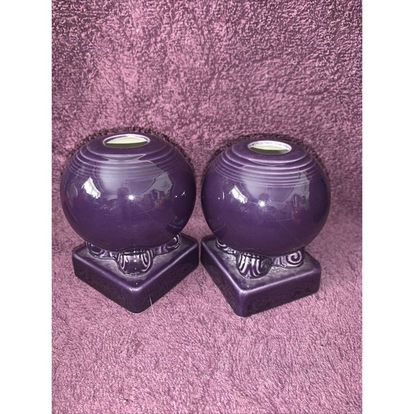 Retired Fiestaware Purple /Plum Bulb Candle Holder Set of 2 Homer Laughlin - Picture 6 of 9